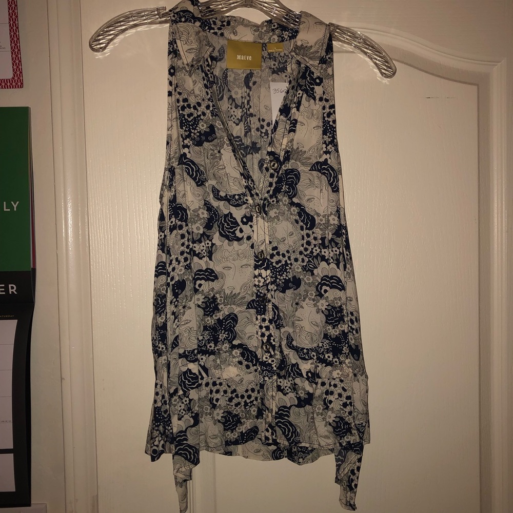 Anthropologie Collared Sleeveless Blouse